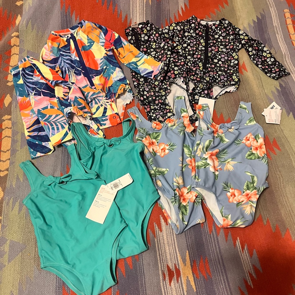 Floral and Tropical Kids Swimwear Set